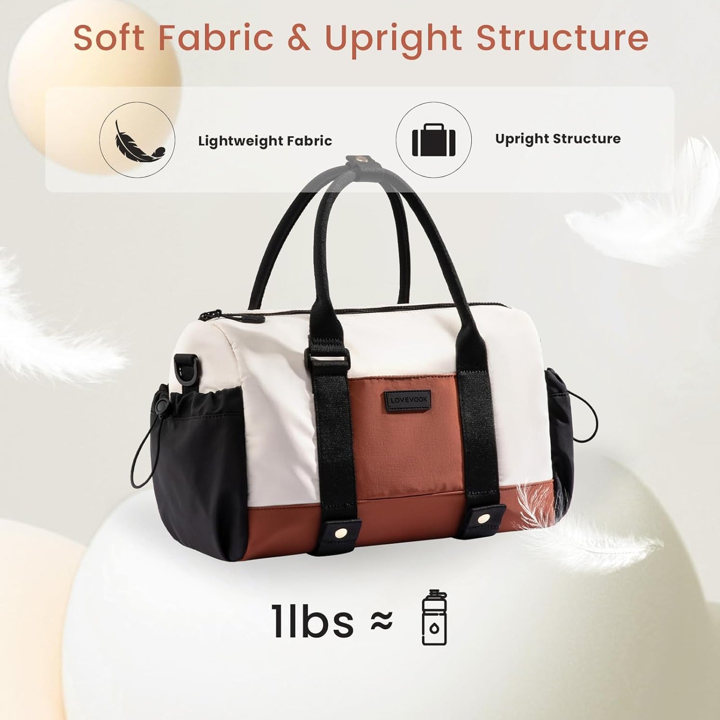 LOVEVOOK Small Gym Bag for Women with Yoga mat Holder, Mini Duffle Bag for Travel with Wet Pocket, Overnight Personal Item Bags (Black, 14.5 inch-Small-2Pcs)