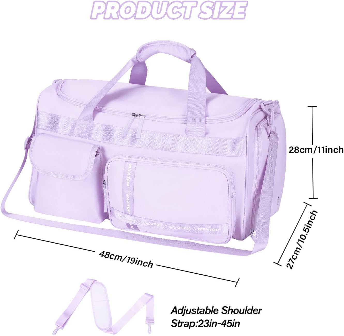 MAXTOP Gym Bag for Women Men Travel Duffle Bag Large Capacity Carry On Weekender Overnight Bag With Shoe Compartment Gym Tote Dry Wet Separation Duffel Bag for Travel