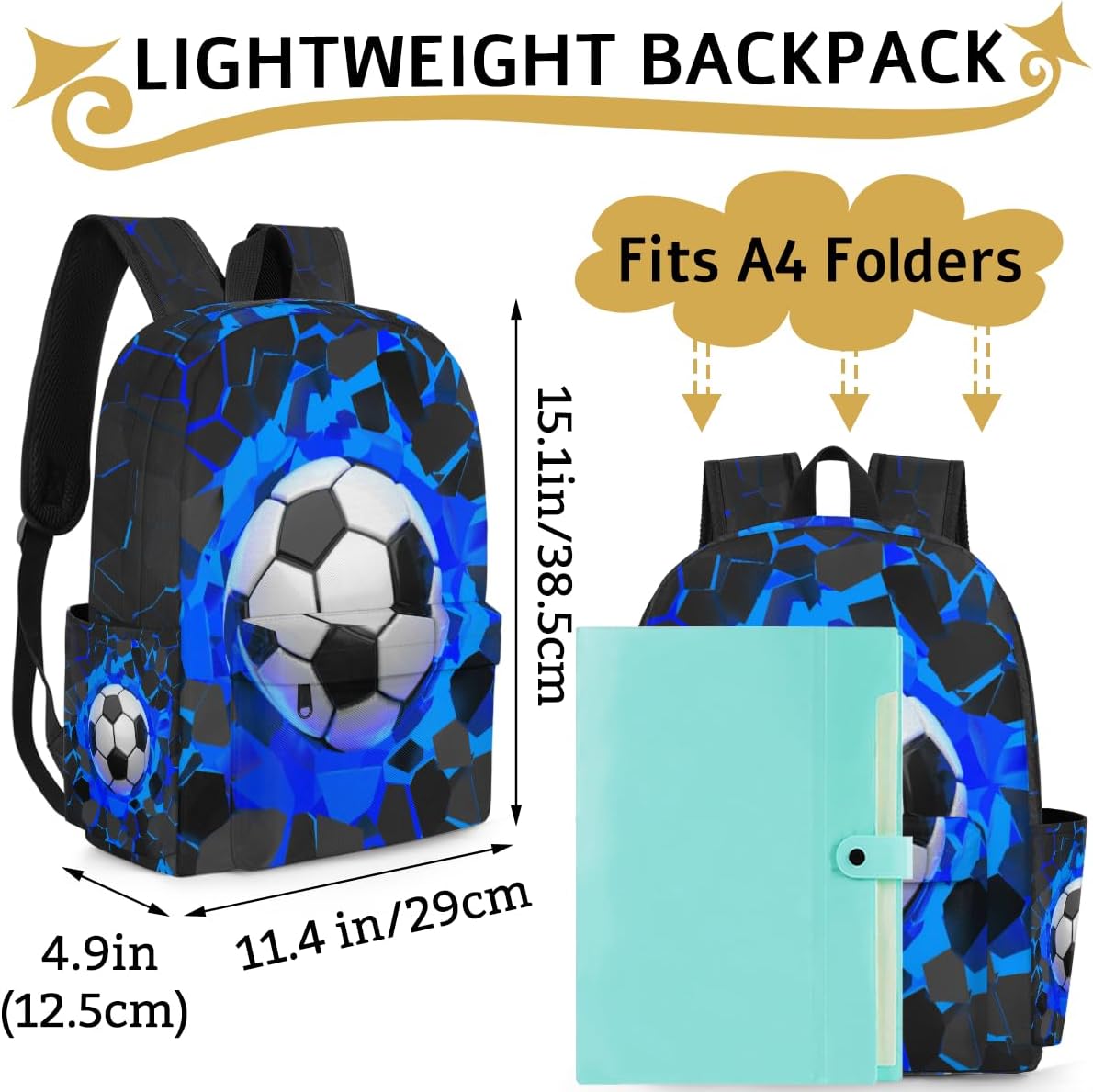 Sport Football Ball Kids Backpack for Boys Girls Soccer Sport Preschool Toddler Backpack Kindergarten Nursery Bookbag Travel Children Lightweight School Bag