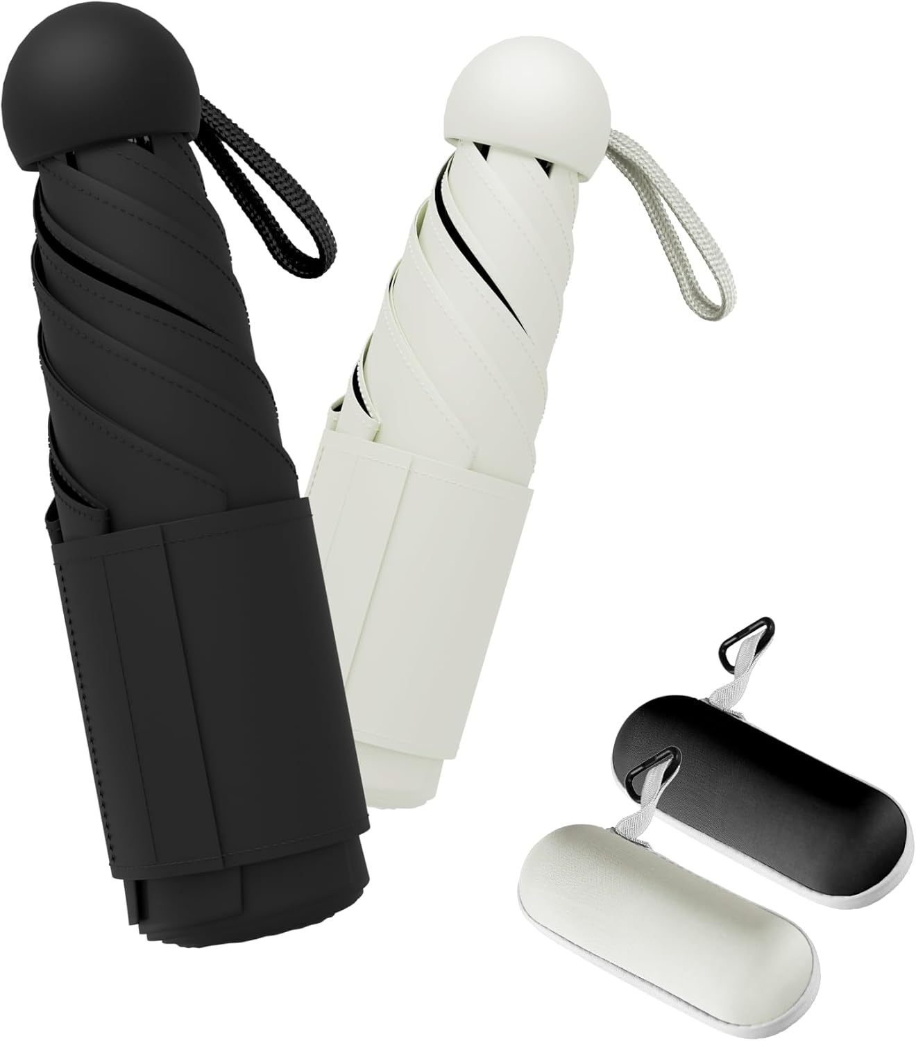 Travel Mini Umbrella Compact Small & Lightweight, UV Rain Protection, Pocket-Sized Folding Umbrellas with Quickdraw & Case for Men Women & Kids Backpack