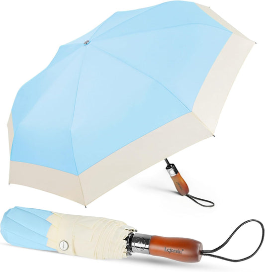 Lejorain Compact Golf Umbrella Large - 54inch Travel Big Portable Automatic Folding Umbrella Windproof for Men Heavy Duty 210T Dupont Teflon Coated Umbrella for Rain