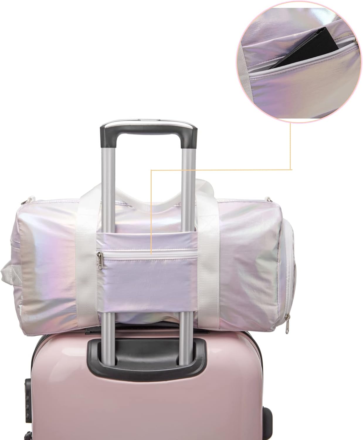 KARRESLY Sports Gym Bag for Women or Men Travel Duffel Bag with Wet Pocket and Shoes Compartment for Training Swim Yoga(2-Gradient color-Purple) free size