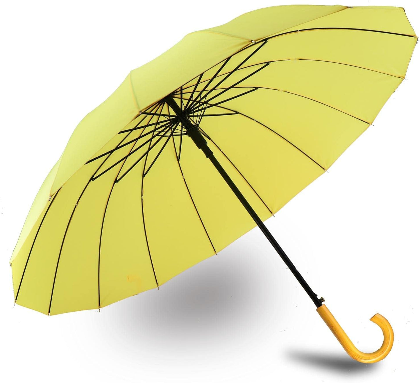 MRTLLOA 52 Inch Windproof Large Umbrellas for Rain, 16 Ribs, J Wooden Handle, 210T High-density Fabric Golf Stick Umbrella