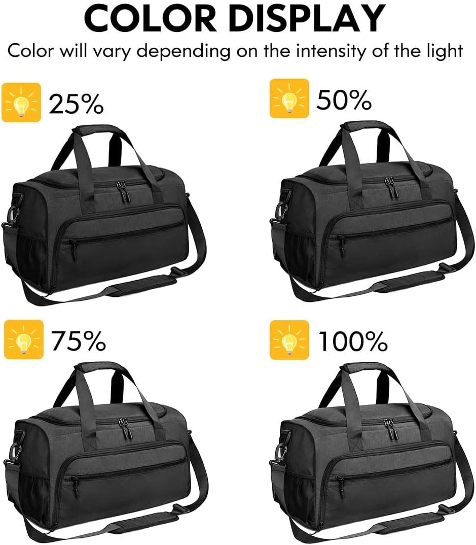 Gym Bag for Men Women, Small Fitness Workout Sports Bag with Wet Pocket & Shoes Compartment, Water Resistant Overnight Weekender Duffel Bag