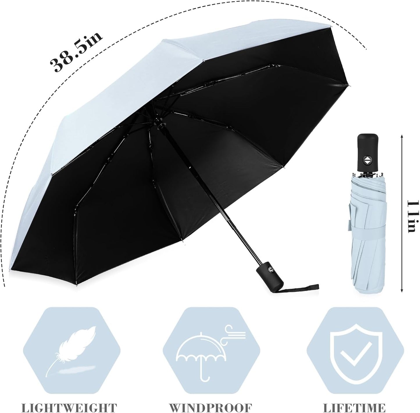 Kajaia 9 Pack Compact Umbrellas Bulk Folding Automatic Windproof Waterproof Umbrellas for Backpack Purse Car Women Men