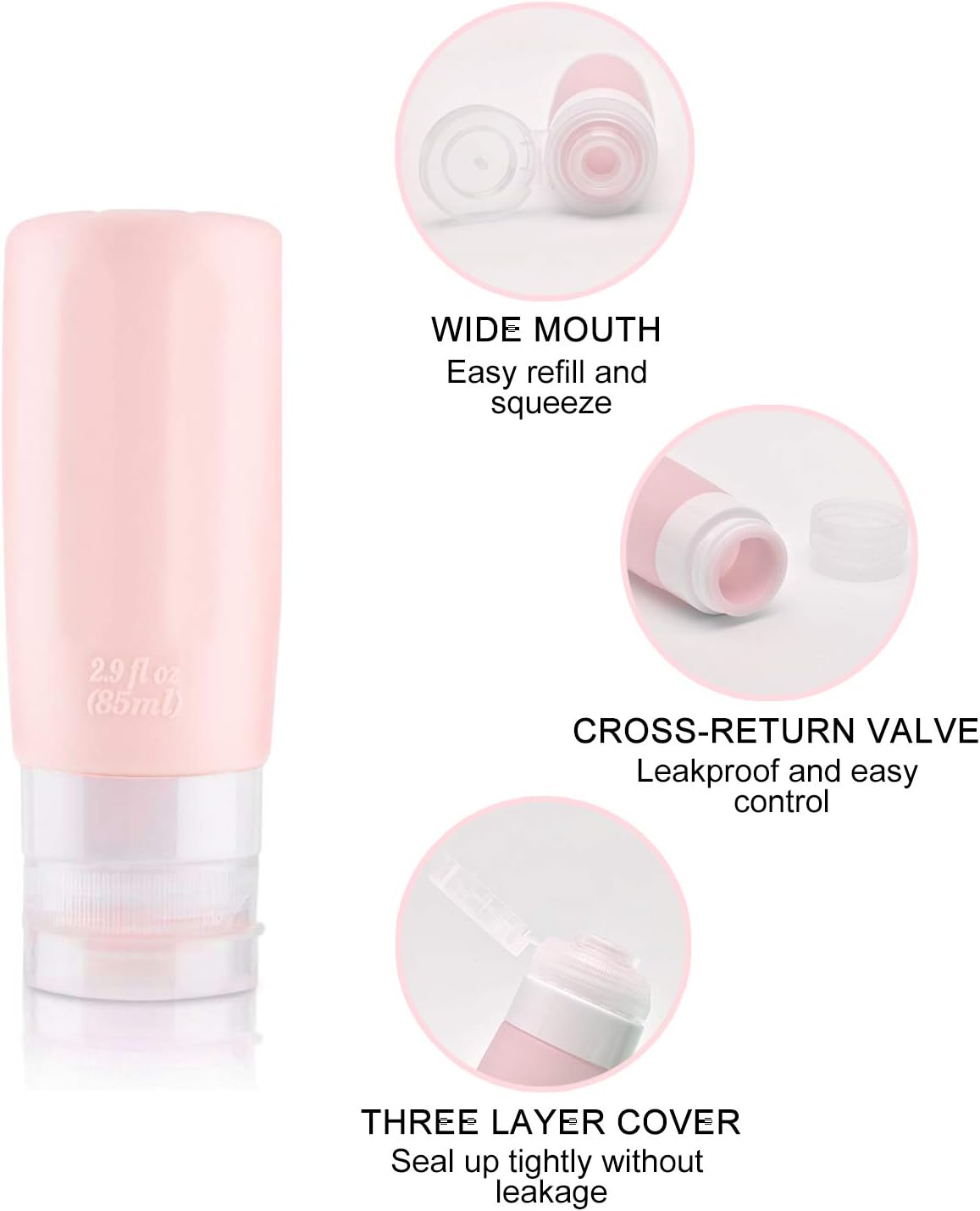 Travel Bottles Kit, TSA Approved Leak Proof Portable Toiletry Containers Set, Clear PET Flight Size Cosmetic Containers for Lotion, Shampoo, Conditioner Bottles with Toiletry Bag（Multiple colors）