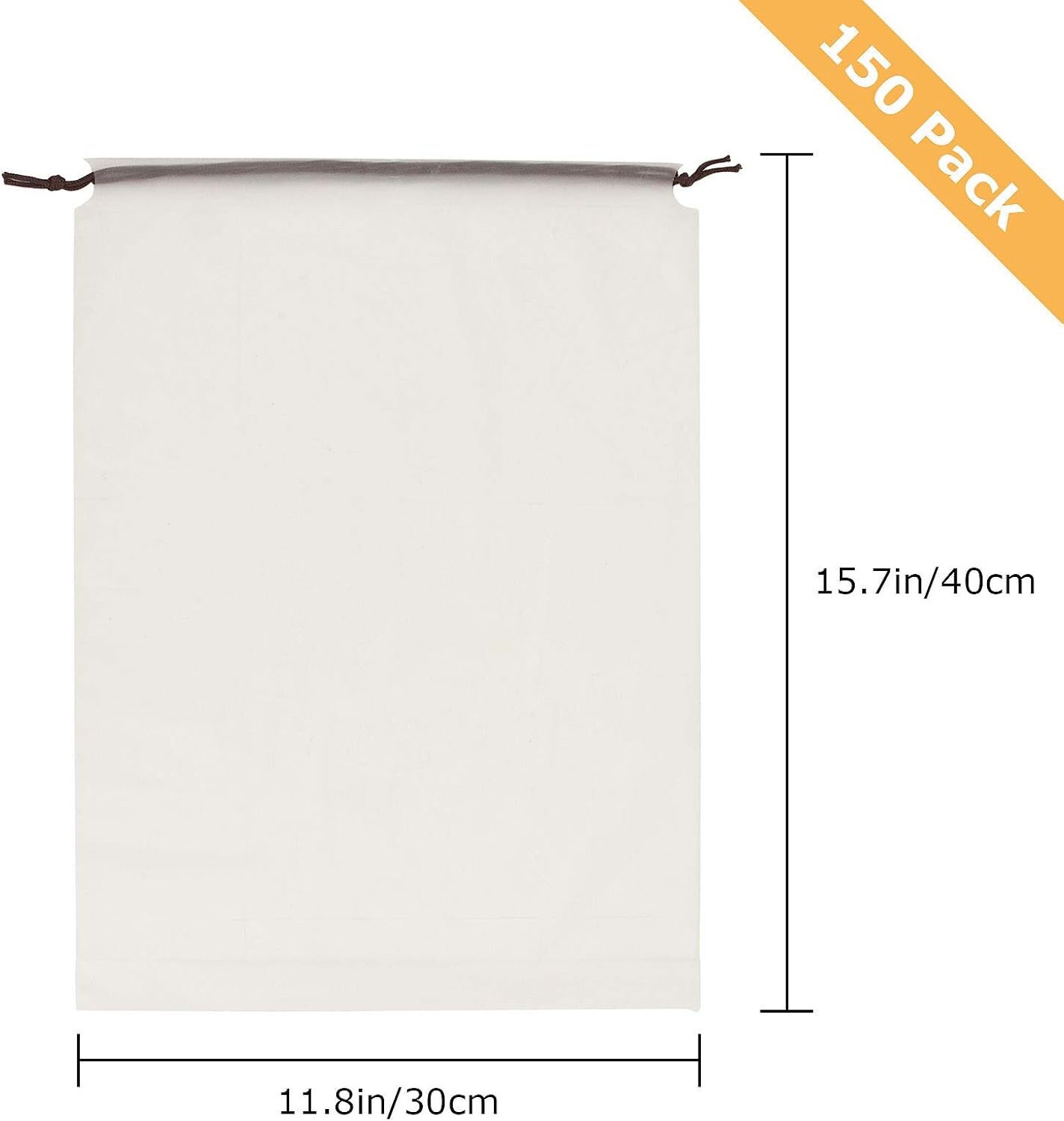 150 Pack 11.8 x 15.7 Inch Drawstring Bags, Travel Shoe Bags with Drawstring, Large Shoes Storage Organizers Pouch with Rope, Translucent Shoe Bags for Travel, Thickness 5 mil