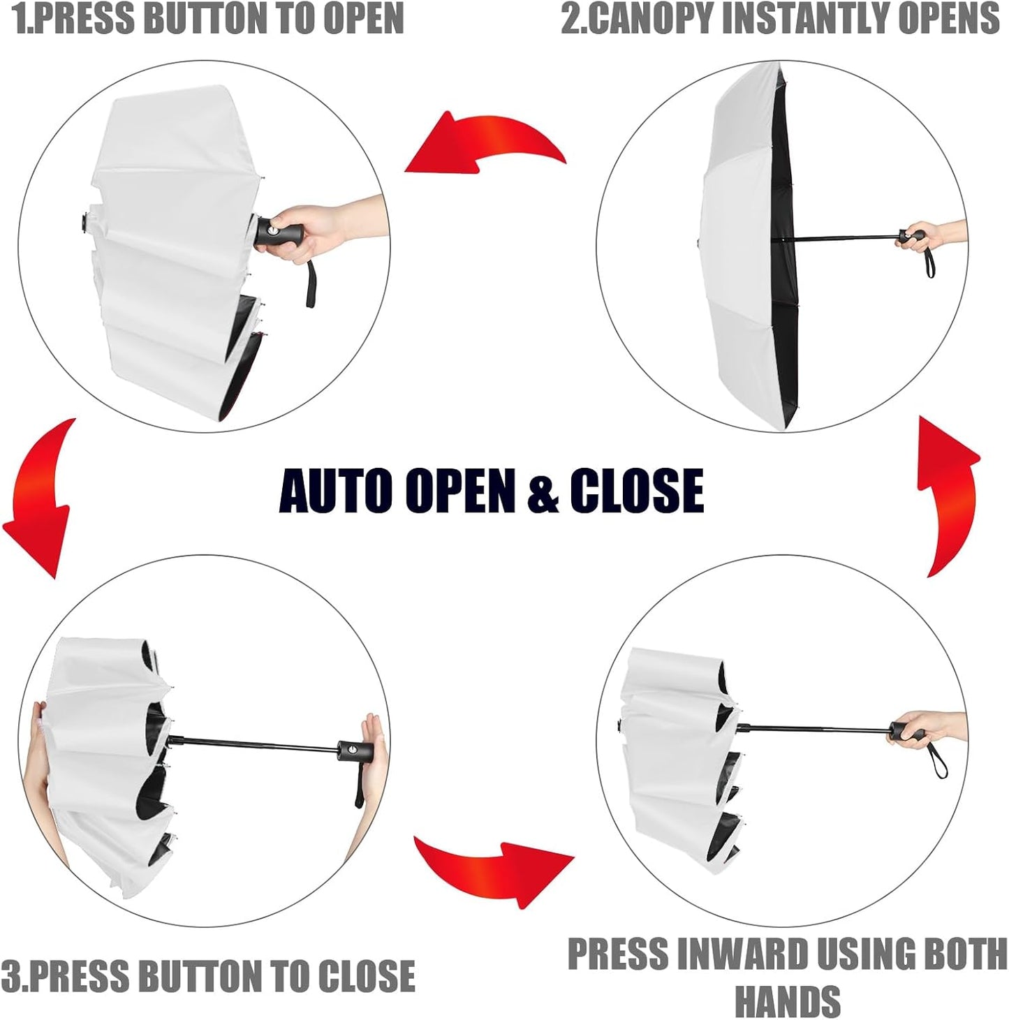 Jexine 6 Pcs Travel Compact Umbrella Automatic Open Close Windproof Small Light Backpack Purse Car Portable Collapsible Umbrella for Rain, Men Women