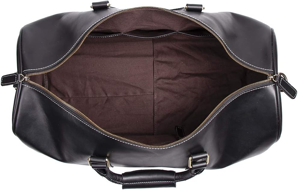 Leather Travel Luggage Bag, Mens Duffle Retro Carry on Handbag(Black, 22 Inch)