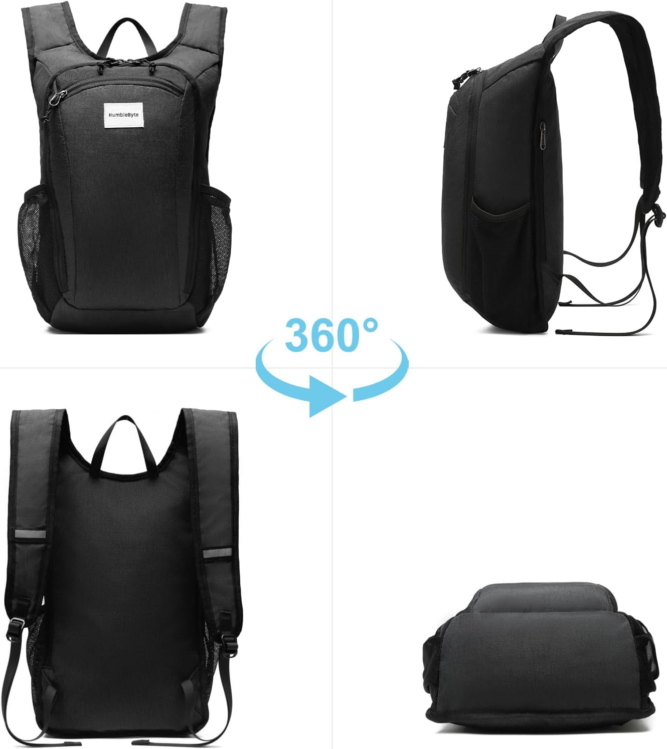 10L Lightweight Hiking Bag Small Daypack Hiking Backpack Foldable Outdoor Bag for Women Men(Black)