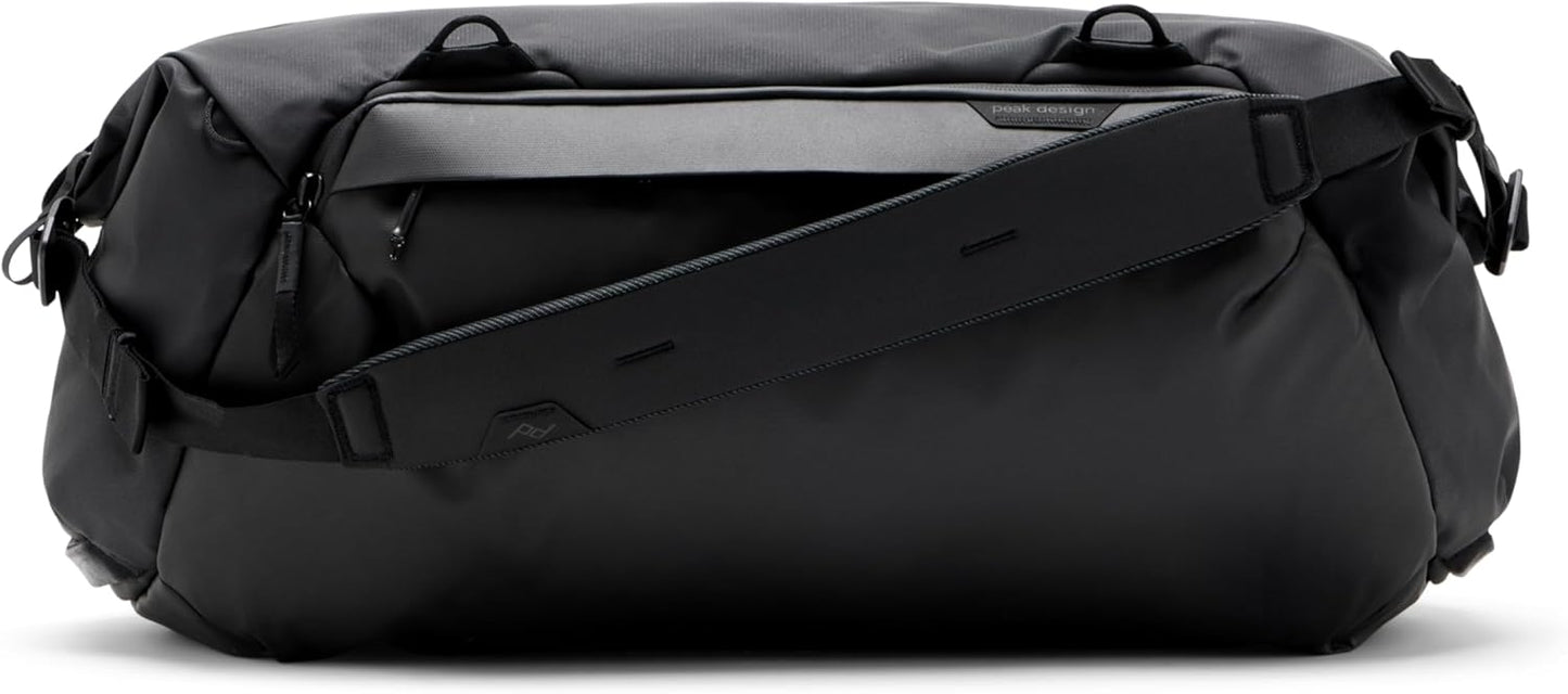Peak Design Travel Duffel, Extra-Wide Single Zip Access, Weatherproof Shell, 4 External Pockets, Fits Packing Cubes & Camera Cubes, Ideal for Weekend Trips, Versatile Duffel Bag for Travel