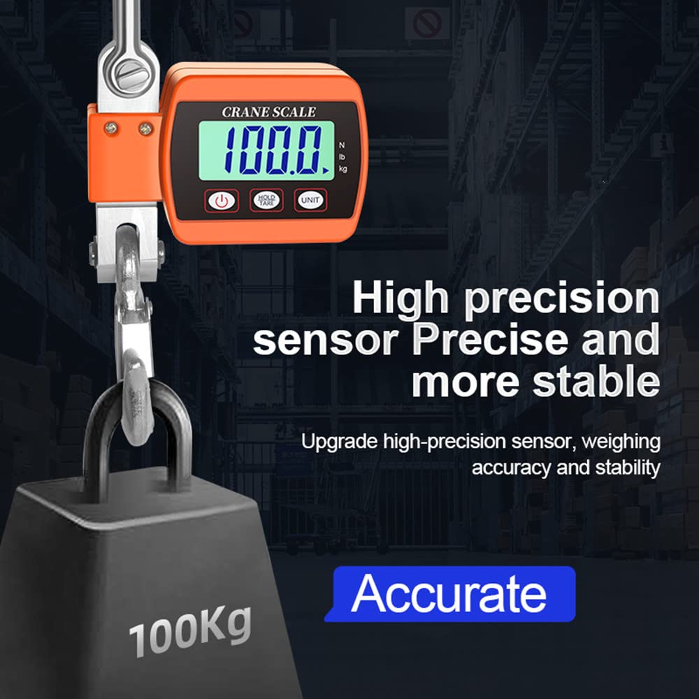 1100LBS Hanging Weight Scale Industrial Heavy Duty with Accurate Sensor Digital, Professional for Farm, Hunting, Bow Draw Weight, Big Fish & Hoyer Lift Orange
