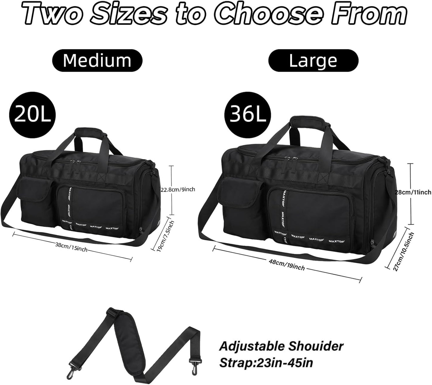 MAXTOP Gym Bag for Women Men Travel Duffle Bag Large Capacity Carry On Weekender Overnight Bag With Shoe Compartment Gym Tote Dry Wet Separation Duffel Bag for Travel