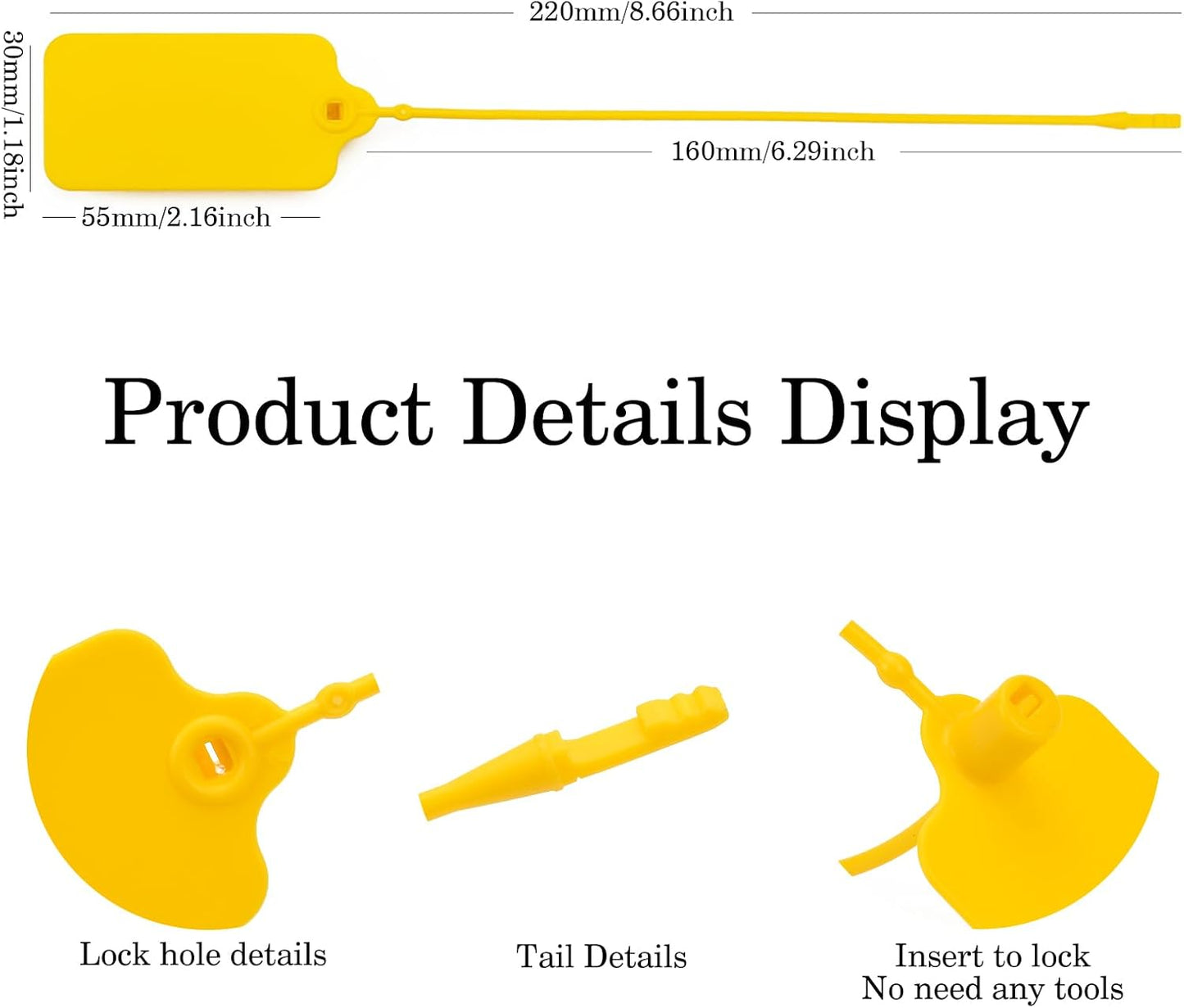 100pcs Luggage Tags Plastic Seals Shipping Label Logistics Use Sign Tie, Sealing Storage Multi Purpose Name ID Tag with Marker for Backpack, Schoolbag, Car Key (Yellow)