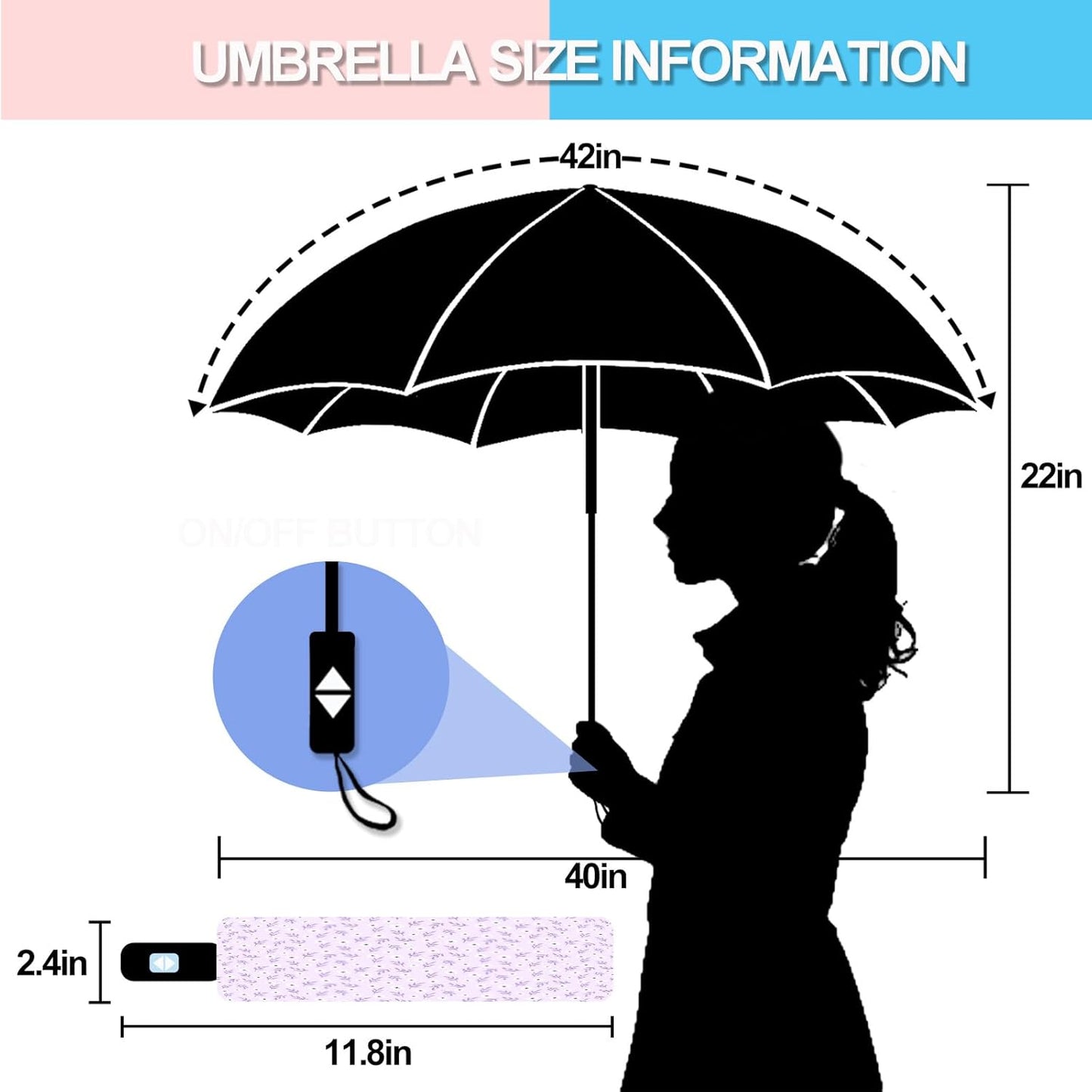 Small Travel Folding Umbrella for Girl, Portable, UV, SunShade, Compact, Automatic, Rain & Wind