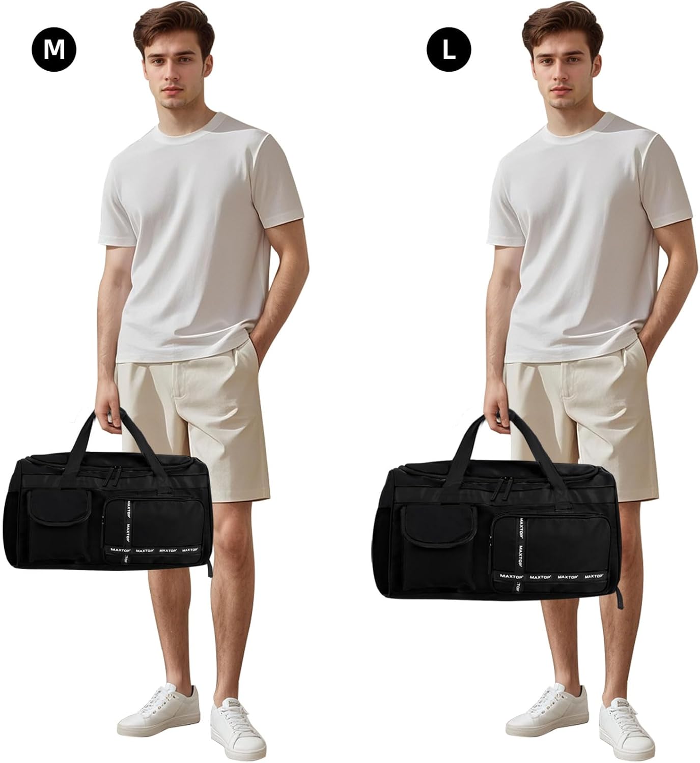 MAXTOP Gym Bag for Women Men Travel Duffle Bag Large Capacity Carry On Weekender Overnight Bag With Shoe Compartment Gym Tote Dry Wet Separation Duffel Bag for Travel