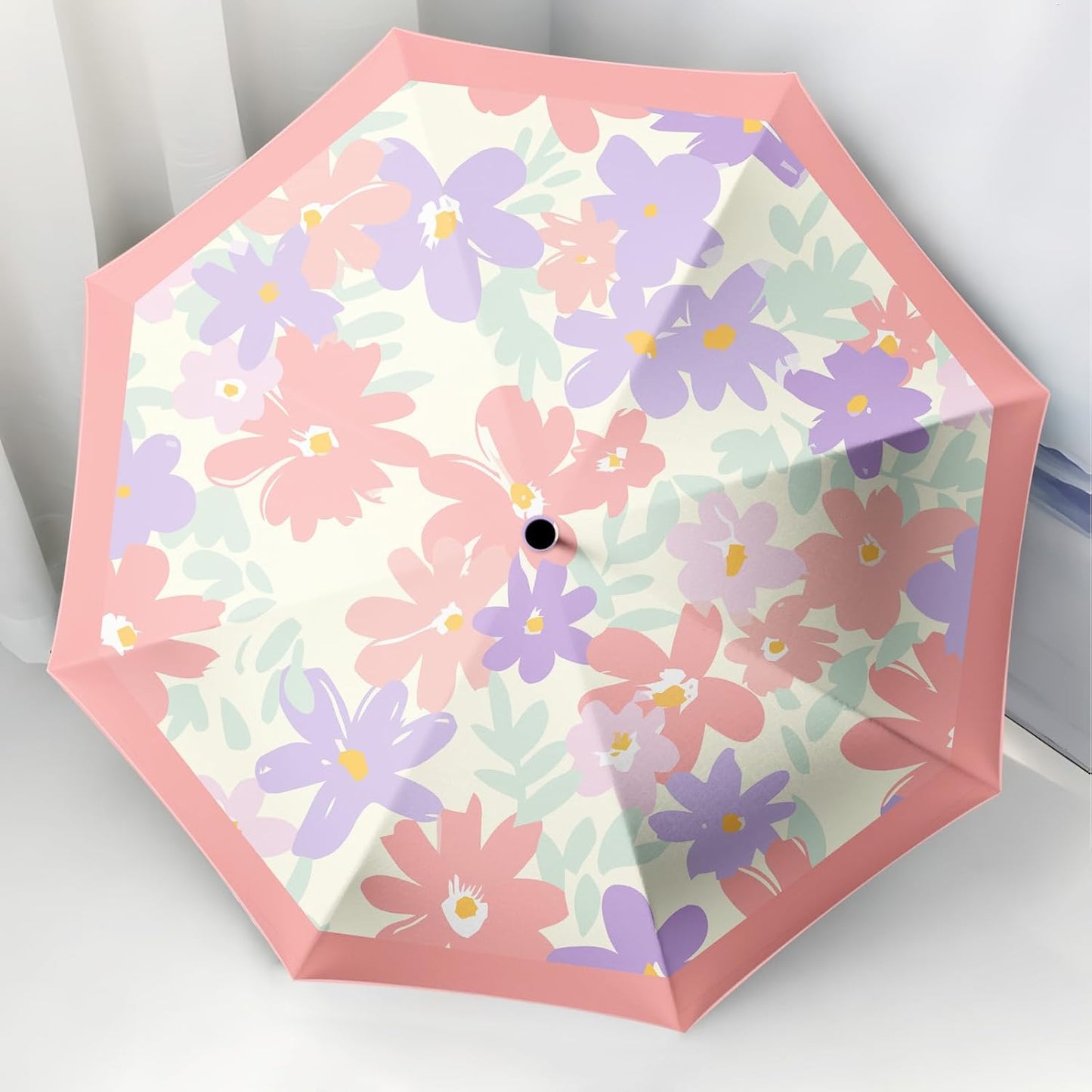 Small Travel Folding Umbrella for Girl, Portable, UV, SunShade, Compact, Automatic, Rain & Wind