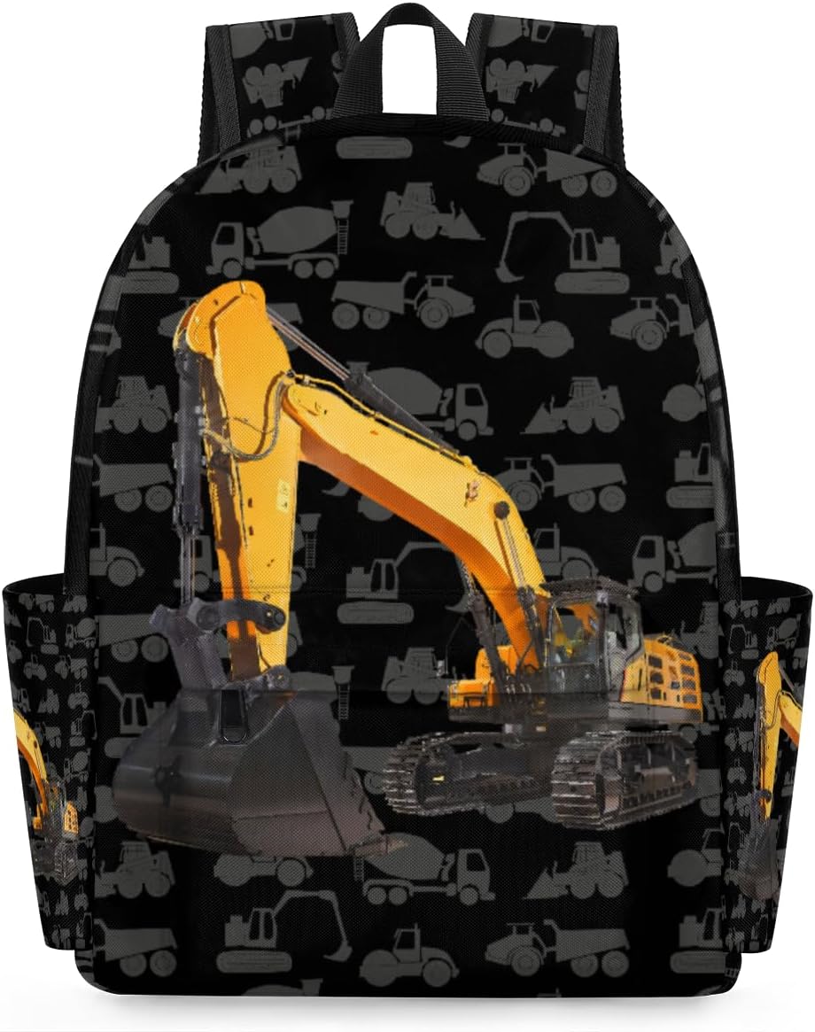 Excavator Truck Kids Backpack for Boys Girls Cool Car Preschool Toddler Backpack Kindergarten Nursery Bookbag Travel Children Lightweight School Bag