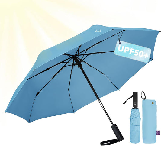 Travel Mini Umbrella Compact Small & Lightweight, UV Rain Protection, Pocket-Sized Folding Umbrellas with Quickdraw & Case for Men Women & Kids Backpack