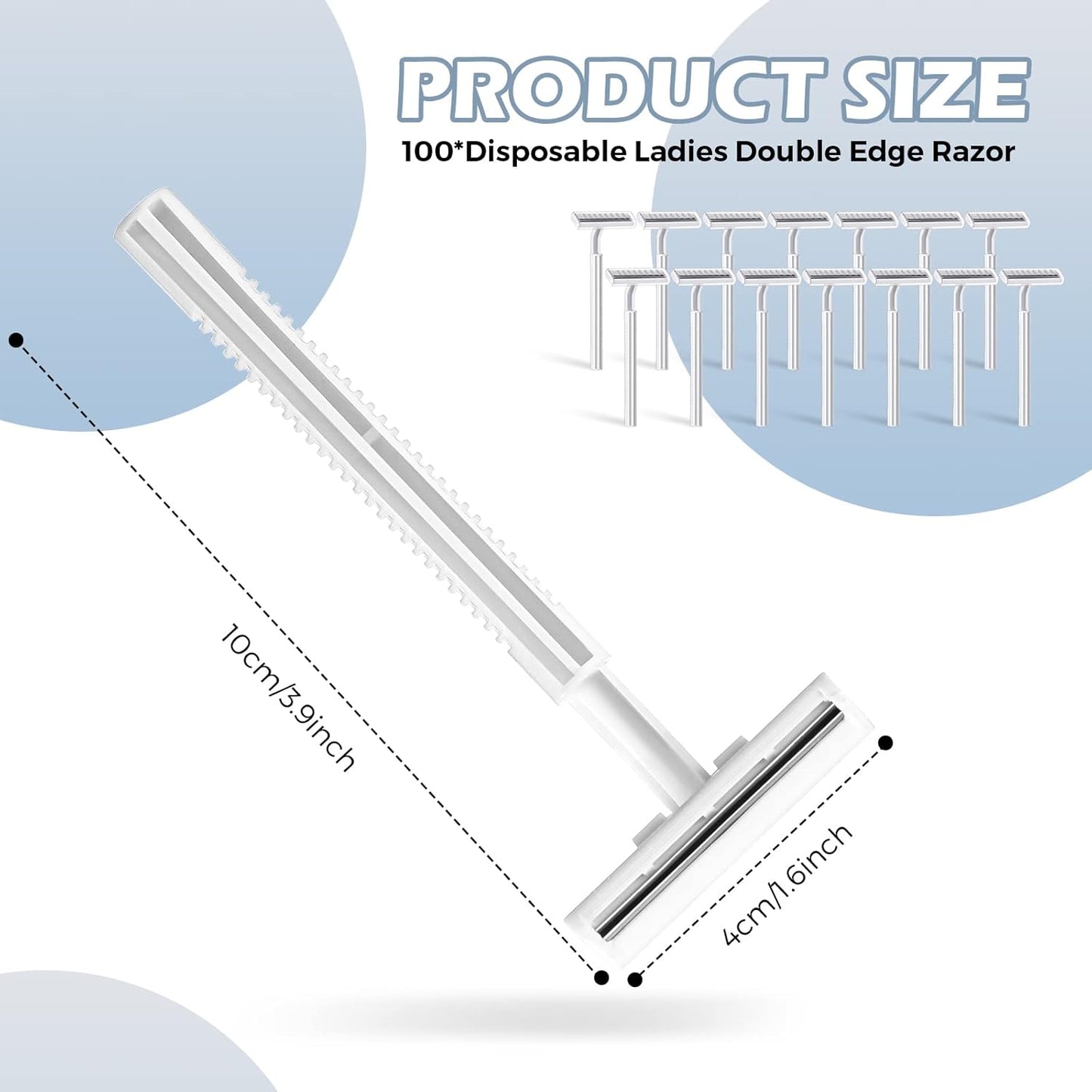 100 Pieces Disposable Razors Bulk for Women Individually Wrapped Twin Blades Shaving Razor Women Razors for Shaving Safety Hotel Guest House Travel Home Use Portable, White