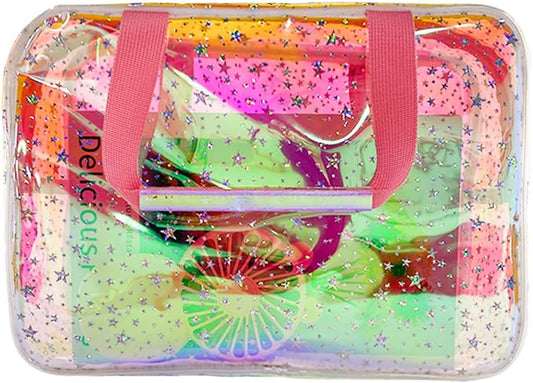 ONEART Waterproof PVC Cosmetic Bag - Clear Makeup Pouch for Travel Toiletry Organizer - Wrinkle-Resistant & Lightweight (1-Pack) (Holographic pink)