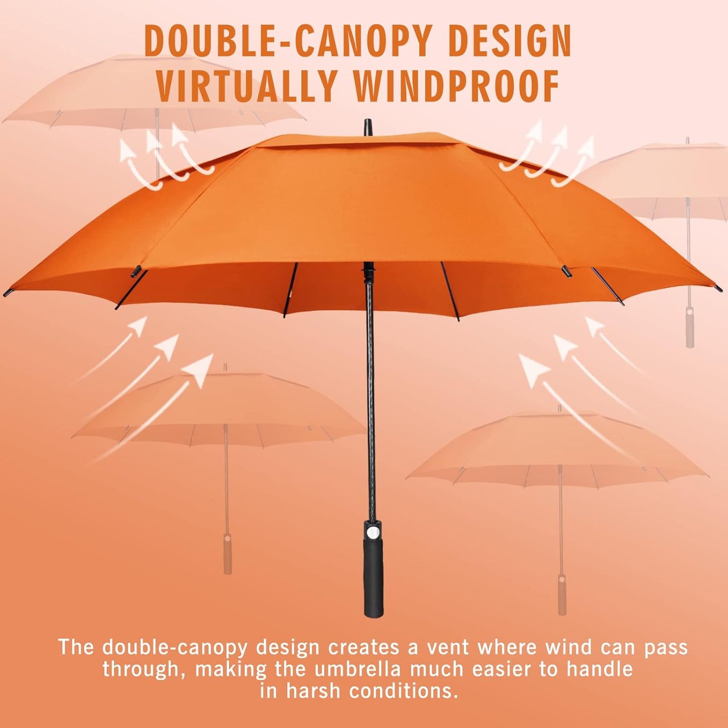 ZOMAKE Golf Umbrella Windproof, Extra Large Oversized Heavy Duty Double Canopy for Rain, Sports Games & Push Cart(51/54/62/68/72Inch)