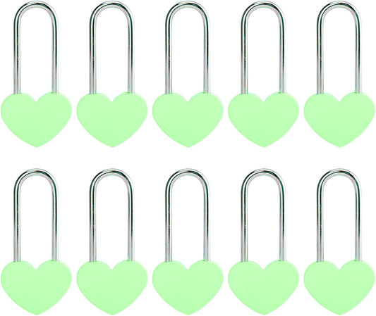 10PC 3.5" 50mm Love Lock Heart Padlock,Green Single Heart Wish Lock for Lovers Wedding,Valentines,Anniversary,Travel, Valentines Day, Bridge(NO Key)