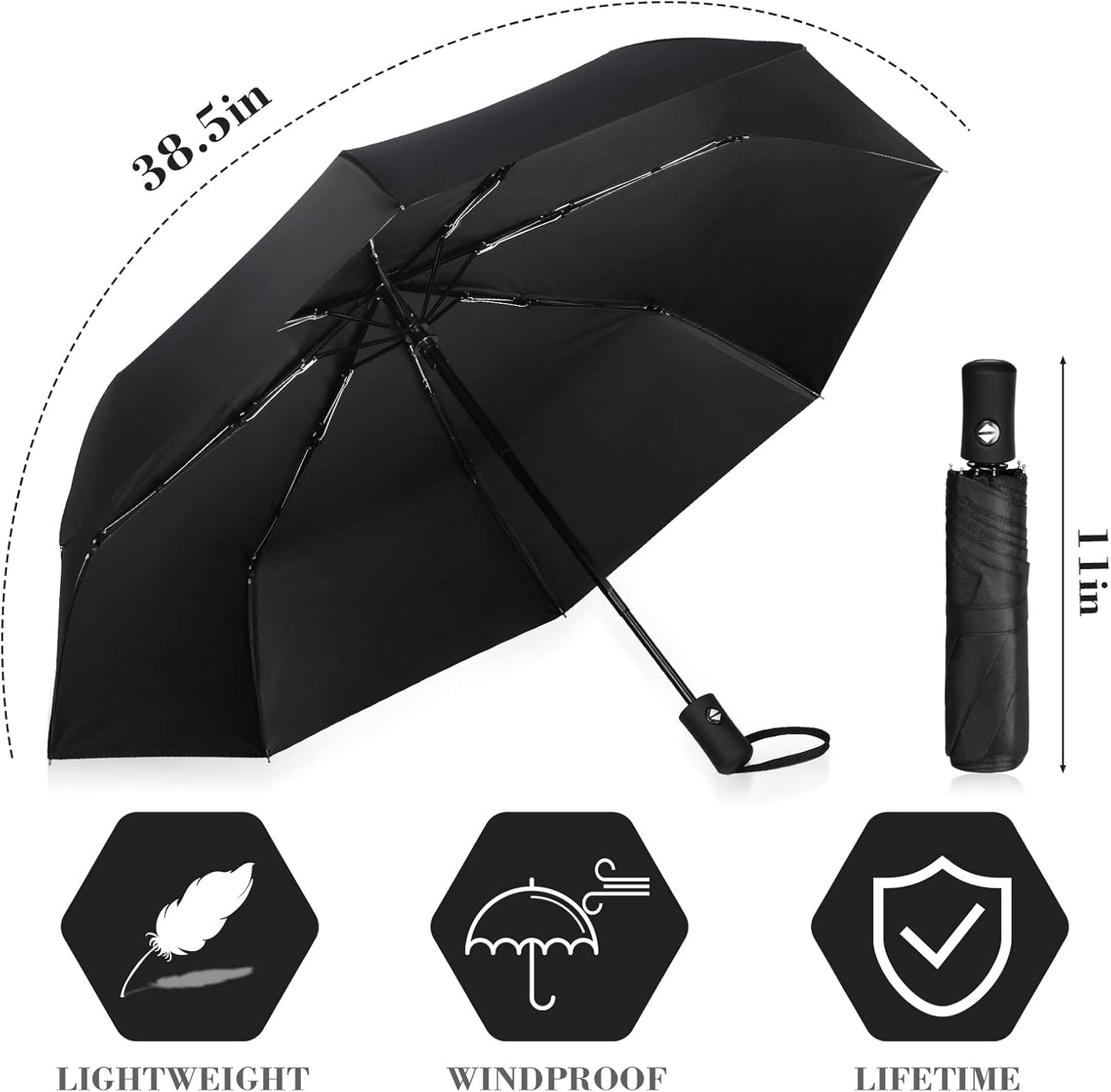 Kajaia 9 Pack Compact Umbrellas Bulk Folding Automatic Windproof Waterproof Umbrellas for Backpack Purse Car Women Men