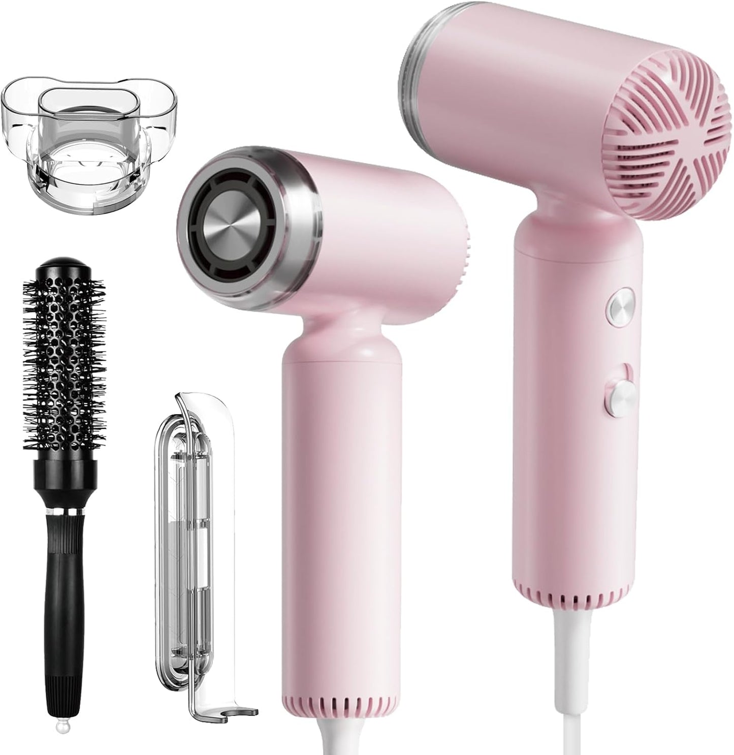 Hair Dryer, [Super Mini] Ionic High-Speed Blow Dryer 110V Travel 200 Million Negative Ions, 110,000RPM Brushless Motor for Home Salon Fast Drying Portable Lightweight, Pink