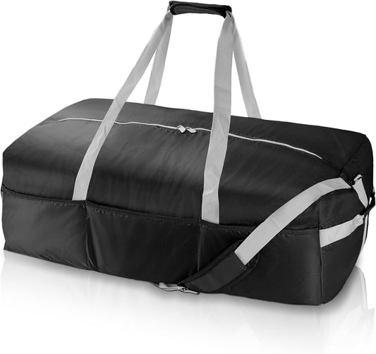 125L Foldable Duffel Bag,With shoulder strapLightweight and Waterproof for Travel - Black