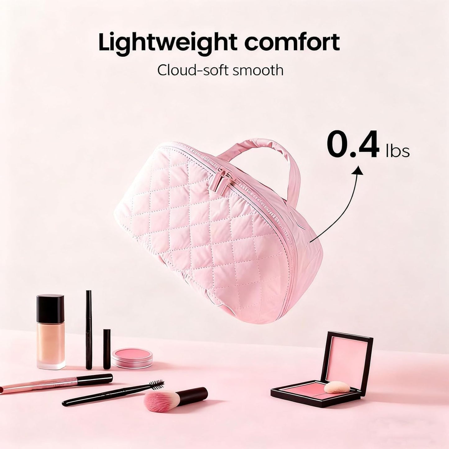 Petition Makeup Bag for Woman, Festivalment Makeup Bag, Wide Open Lay-Flat Water-Resistant Cosmetic Case, Puffy Padded Organizer for Toiletries & Brushes Large Capacity with Compartments