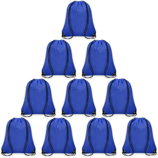 10Pcs rawstring Backpack Bulk Cinch Bag, Drawstring Bags Polyester for Gym Sports Beach Party Trip (Navy Blue)