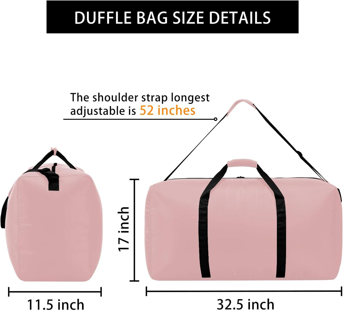 105L Extra Large Duffel Bag, 32.5 inch Travel Duffel Bag lightweight Luggage Bag-Pink