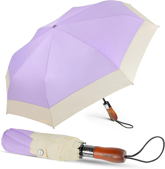 Lejorain Compact Golf Umbrella Large - 54inch Travel Big Portable Automatic Folding Umbrella Windproof for Men Heavy Duty 210T Dupont Teflon Coated Umbrella for Rain