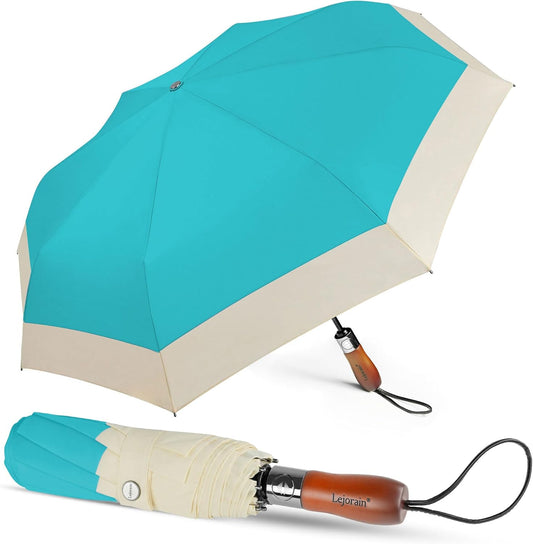 Lejorain Compact Golf Umbrella Large - 54inch Travel Big Portable Automatic Folding Umbrella Windproof for Men Heavy Duty 210T Dupont Teflon Coated Umbrella for Rain