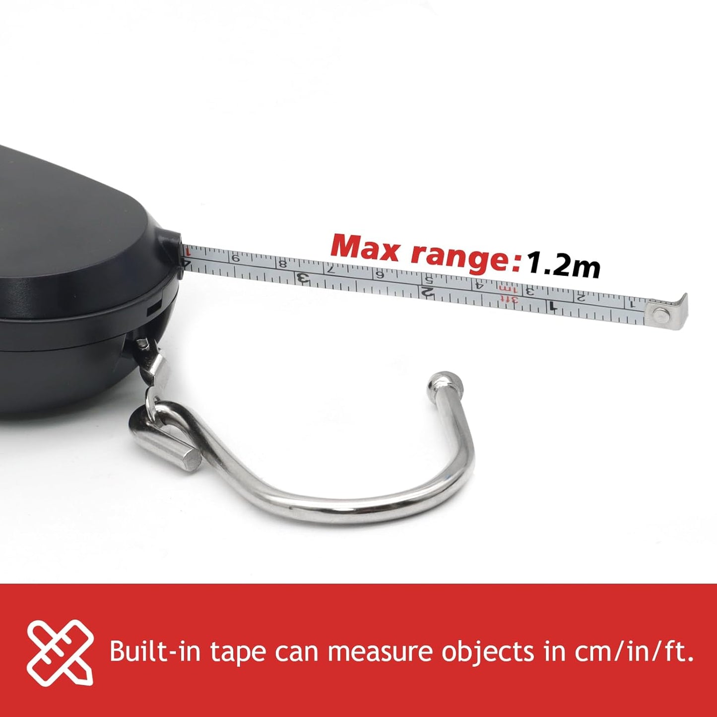 2PC Portable Luggage Weight Scale with Hook- Black & White Fishing Hanging Scale Mechanical Kitchen, Multi-Purpose Travel Suitcase Scale with Tape Measure (80 Lbs)