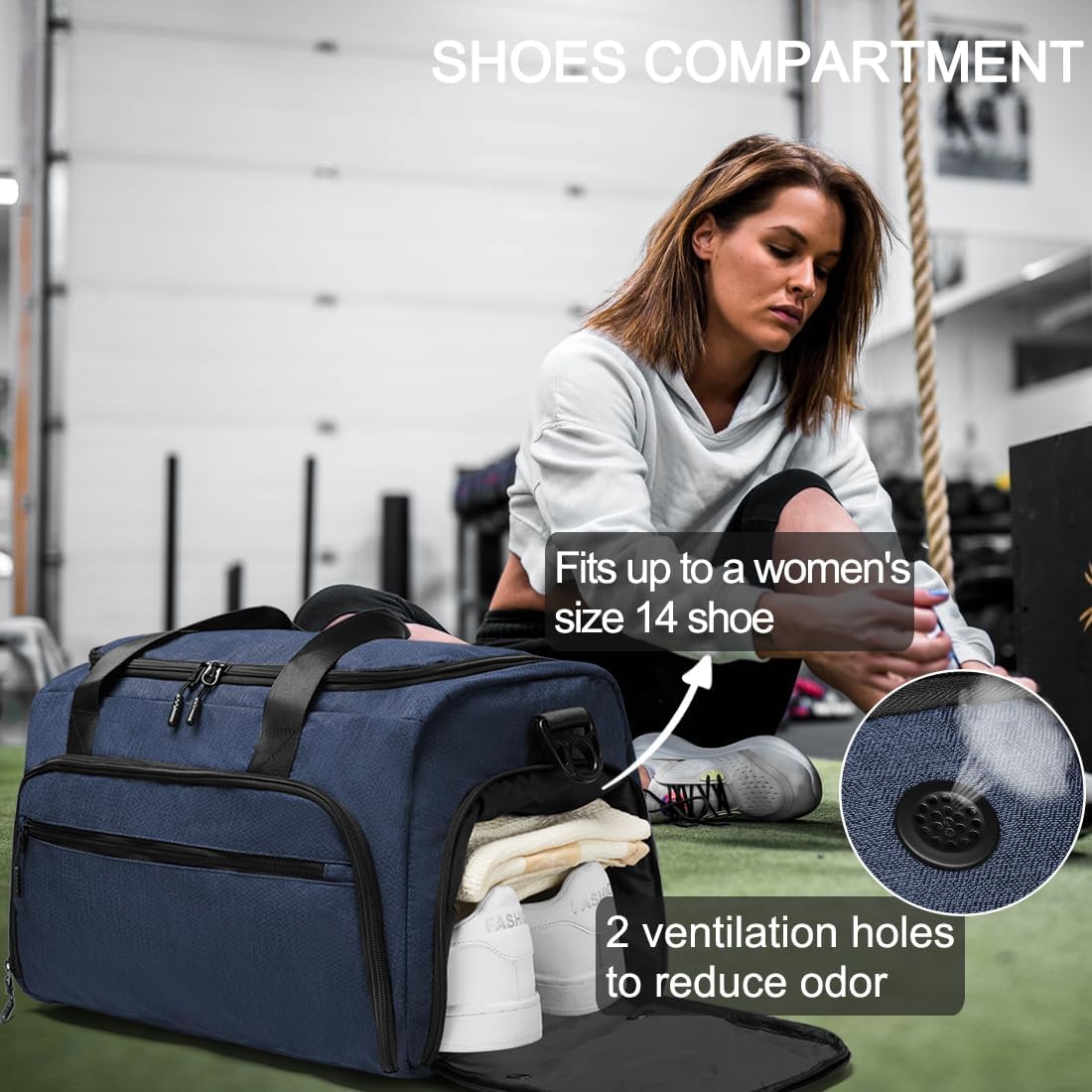 Gym Bag for Men Women, Small Fitness Workout Sports Bag with Wet Pocket & Shoes Compartment, Water Resistant Overnight Weekender Duffel Bag