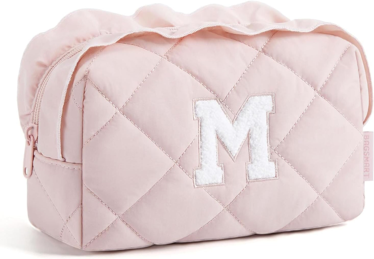 BAGSMART Elegant Roomy Makeup Bags (Initial-M-Pink)