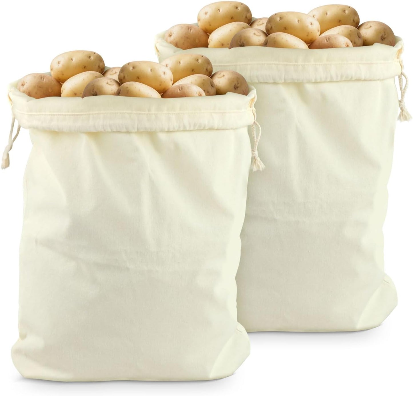 2-Pack Cotton Drawstring Storage Bags - Versatile Organizer for Shoes, Travel & Home, Breathable Fabric, Matching Size Set (12"x15"), Durable Reusable Pouches