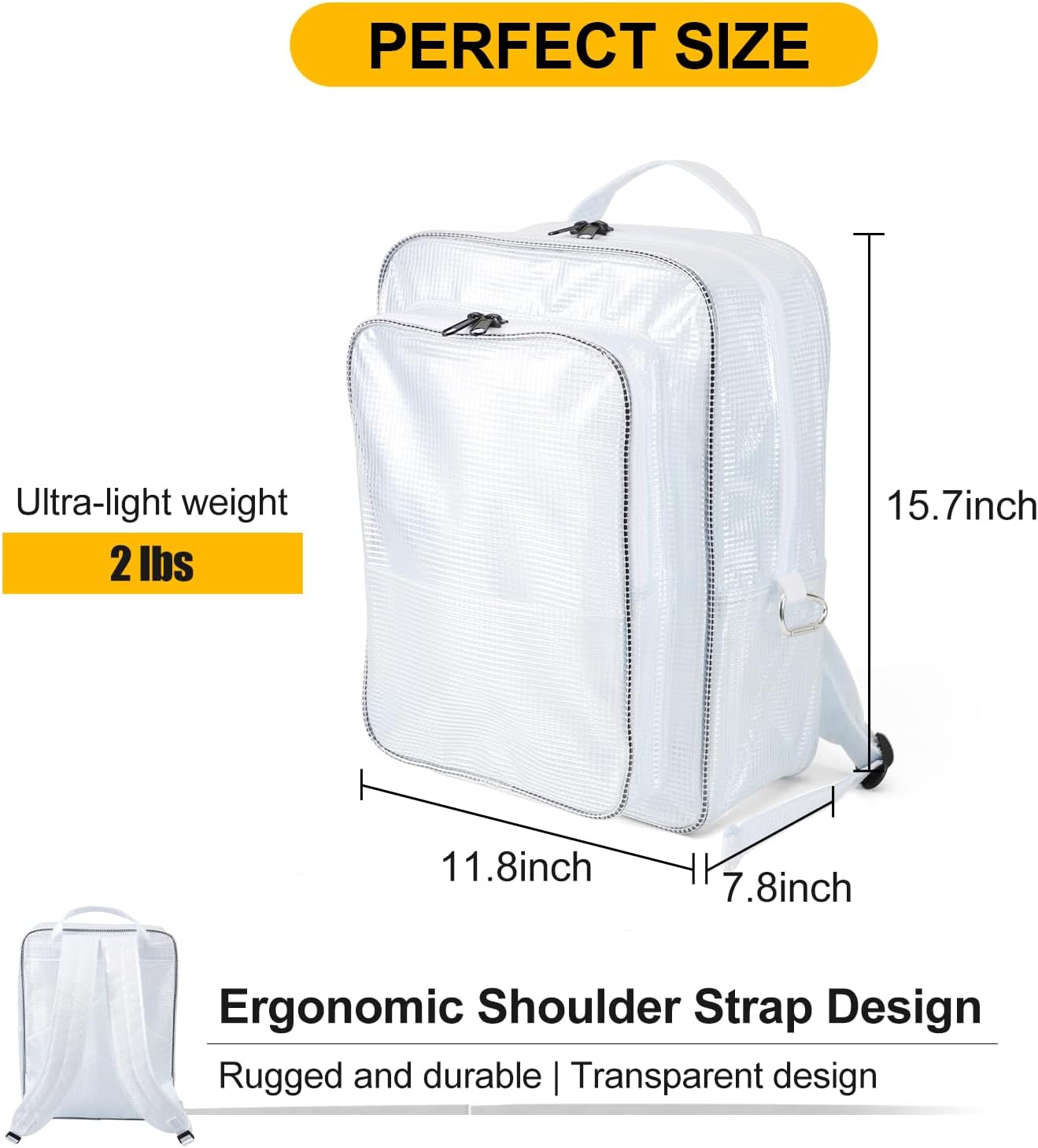 15.7 Inch Tool Backpack-Transparent & Anti-static Cleanroom Engineer Tool Bag for Work and Travel