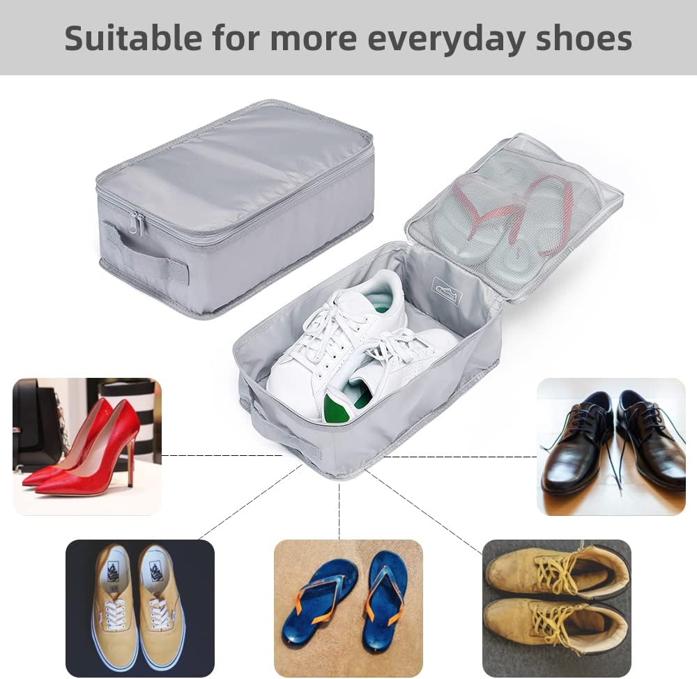 Travel Shoe Bags, Foldable Waterproof Shoe Pouches Organizer-Double Layer (6 Grey Shoe Bags)