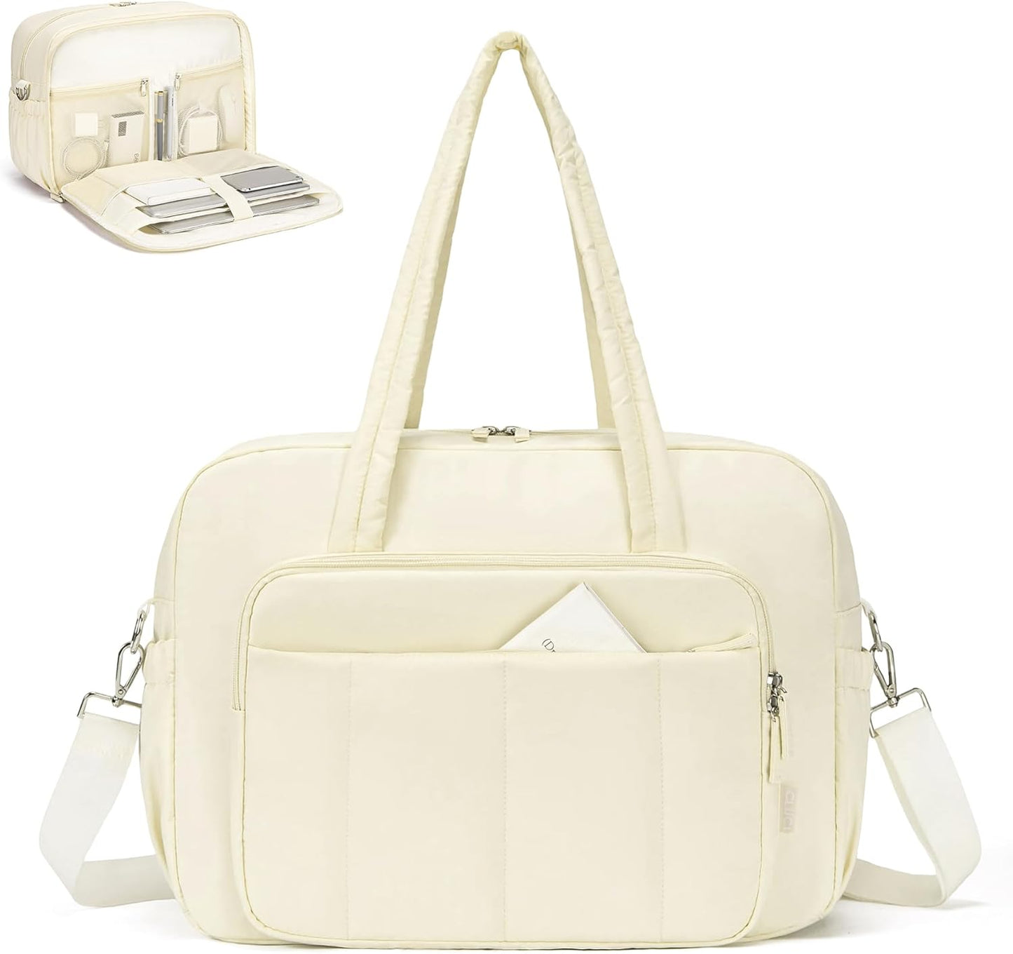 CLUCI Weekender Travel Bag for Women Puffer Tote Bag Carry On Duffle Overnight Bags with Shoe Compartment