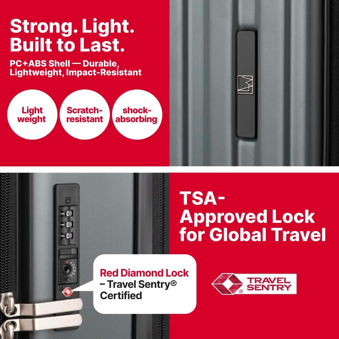 LEGEND WALKER LW 5524 Hardshell Expansion Front-openning, USB port,Cup-holder Spinner Luggage