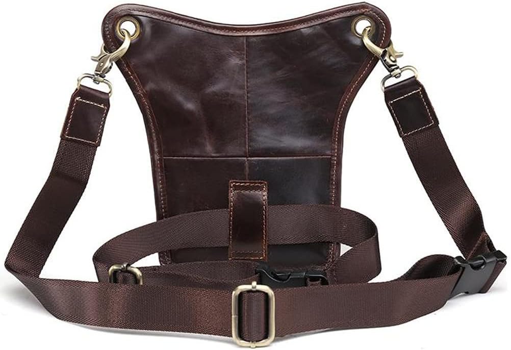 Leather Waist Pack Drop Leg Bag for Men Women Belt Bumbag Multi-Purpose Motorcycle Bike Outdoor Sports Tactical Cycling Riding Hiking Camping Pouch