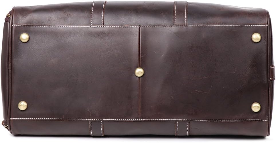 Leather Travel Luggage Bag, Mens Duffle Retro Carry on Handbag (Dark Browm, 22 Inch)