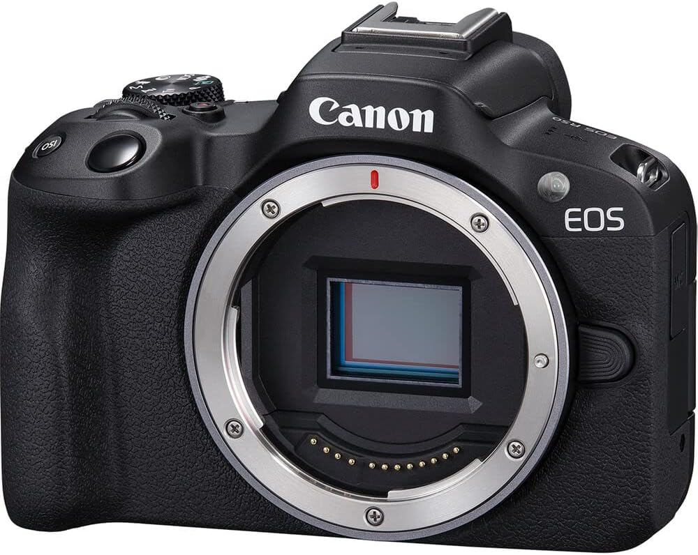 Canon EOS R50 Mirrorless Camera | 24.2MP APS-C, 4K 30p Video, Dual Pixel AF II, 15fps Burst, Vari-Angle Screen, Compact Beginner Vlogging Camera (5811C002) + Canon RF 75-300mm Lens + 64GB Card + More