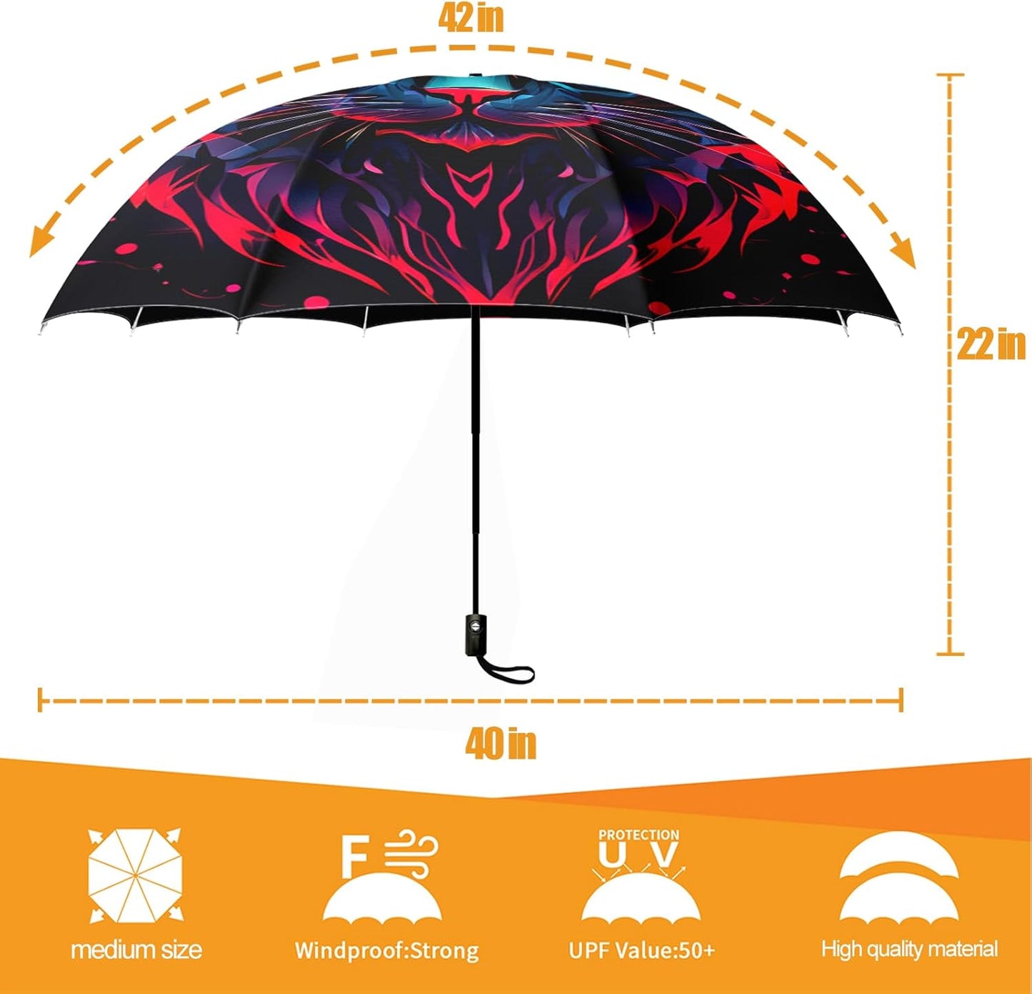 Small Compact Travel Automatic Folding Umbrella for Women, Portable Lightweight, Rain, Wind, UV Sun Shade