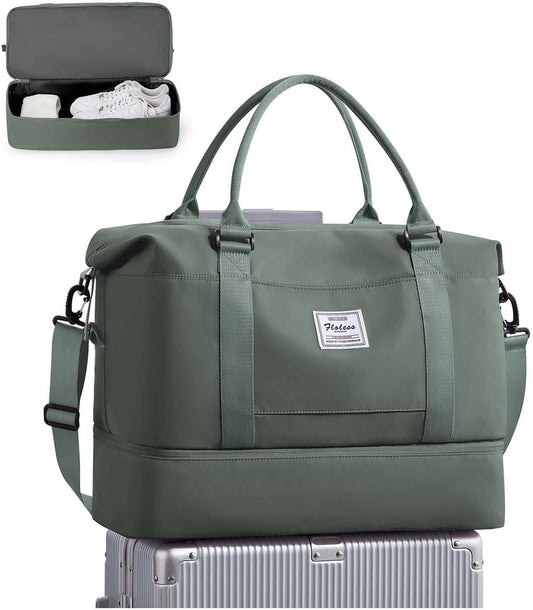 Travel Duffel Bag, Sports Tote Gym Bag, Shoulder Weekender Overnight Bag for Women