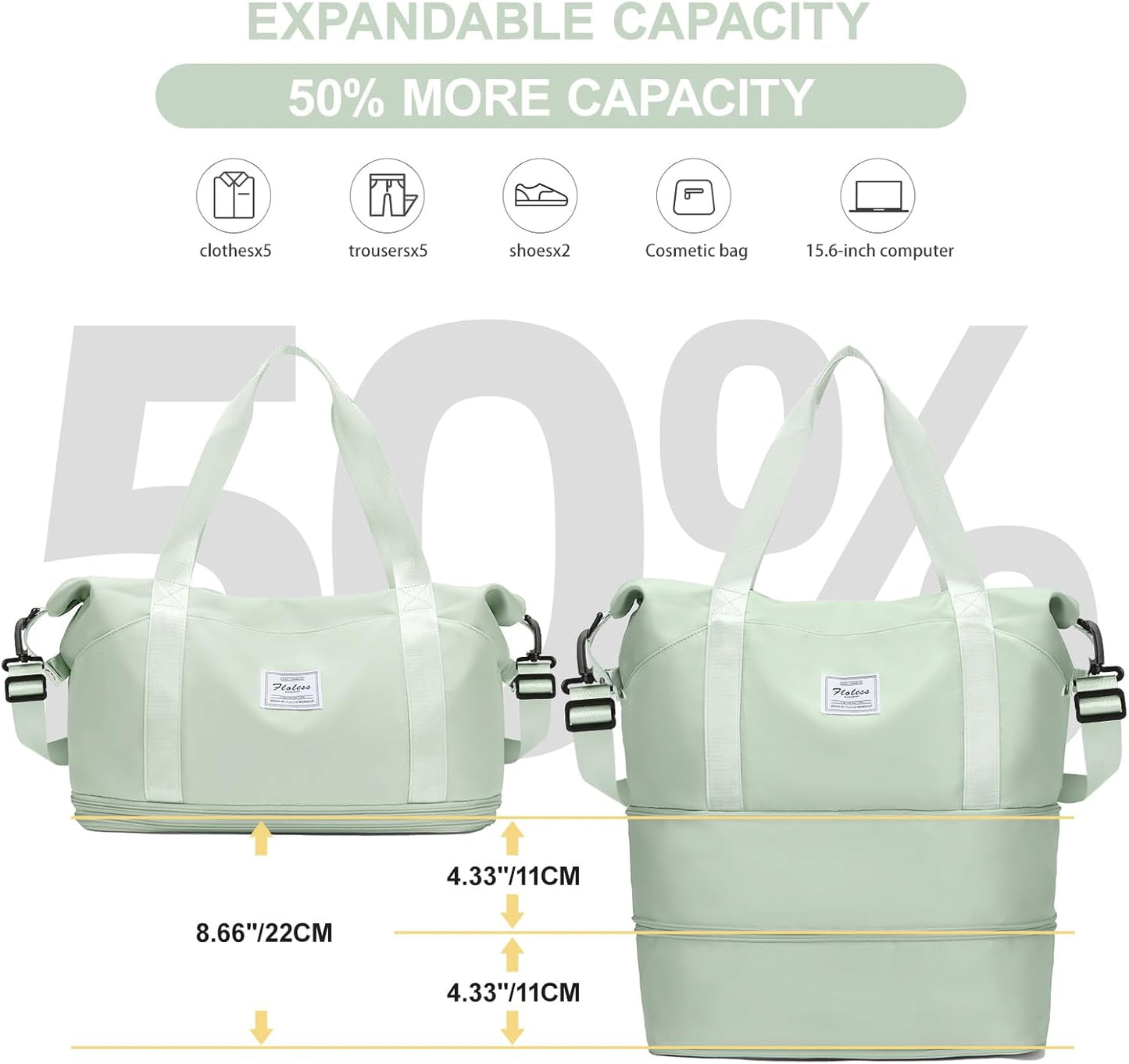 Travel Duffel Bag, Sports Tote Gym Bag, Shoulder Weekender Overnight Bag for Women