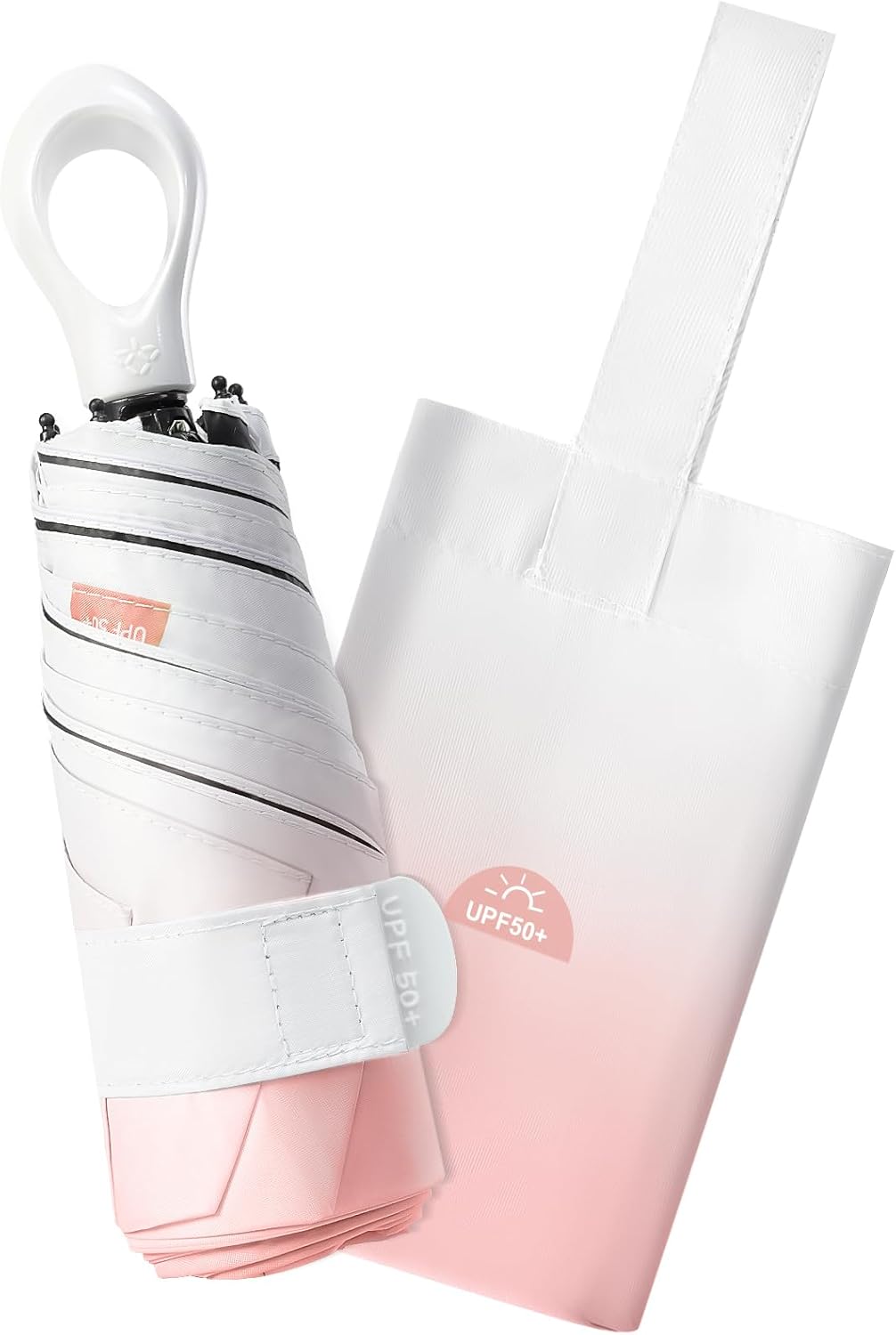 LEAGERA Mini Travel Umbrella UPF 50+ - Folding Portable Compact Umbrella for Purse Lightweight Tiny Trendy UV Protection Umbrellas for Women Girls